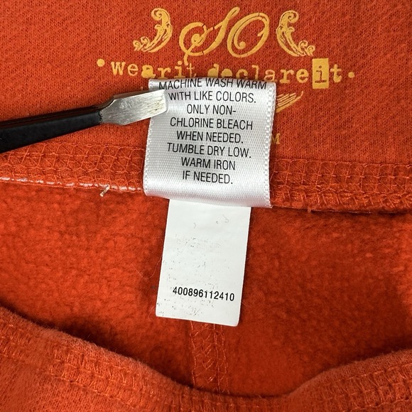 SO Wear It Declare It Orange Flare Sweatpants Small Y2K Drawstring Cotton Blend - Picture 10 of 14